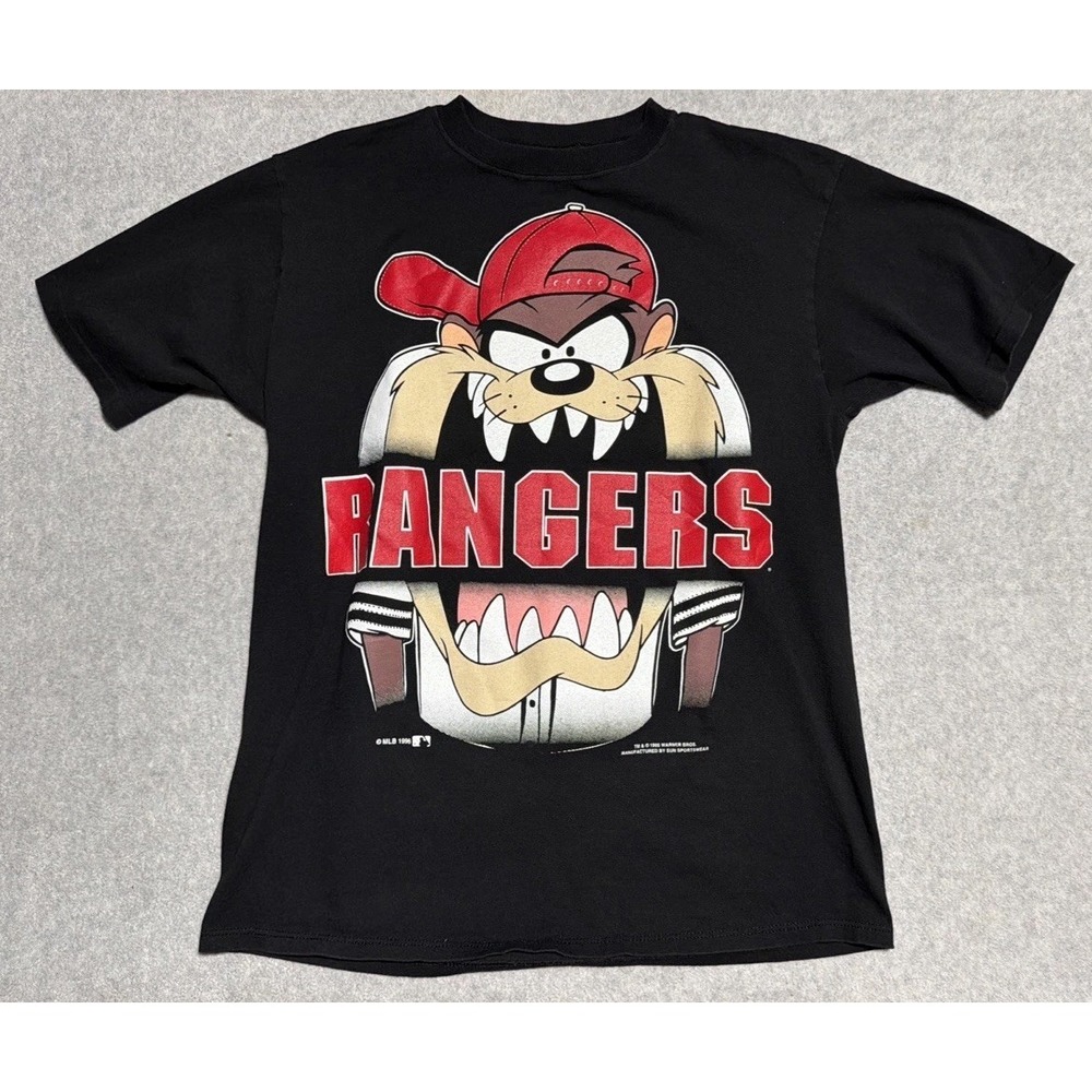 Vintage 1998 Texas Rangers MLB Tazmanian Devil Warner Bros Graphic Shirt Sz XL